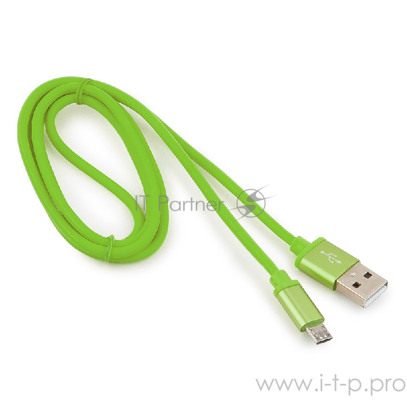 Кабель Cablexpert Кабель USB 2.0 CC-S-mUSB01Gn-1M, AM/microB, серия Silver, длина 1м, зеленый, блистер