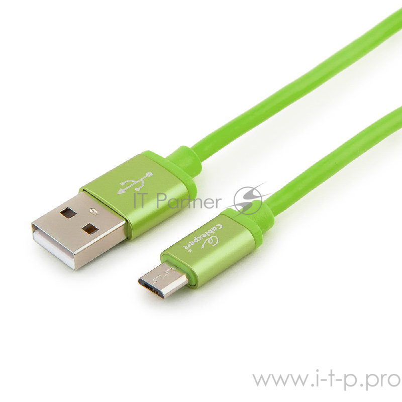 Кабель Cablexpert Кабель USB 2.0 CC-S-mUSB01Gn-1M, AM/microB, серия Silver, длина 1м, зеленый, блистер