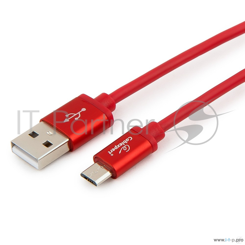 Кабель Cablexpert Кабель USB 2.0 CC-S-mUSB01R-1.8M, AM/microB, серия Silver, длина 1.8м, красный, блистер