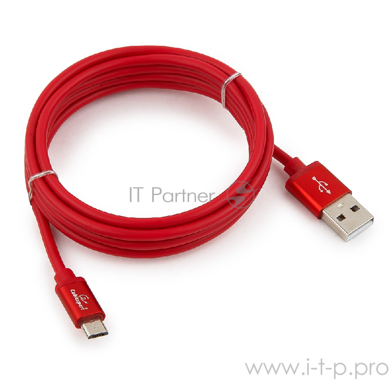 Кабель Cablexpert Кабель USB 2.0 CC-S-mUSB01R-1.8M, AM/microB, серия Silver, длина 1.8м, красный, блистер