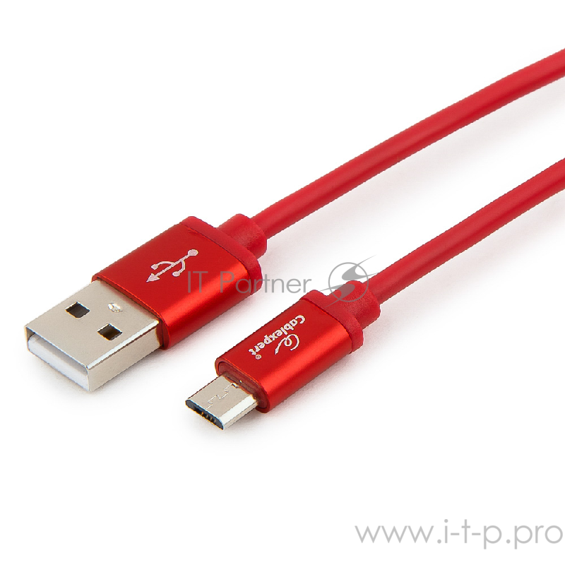 Кабель Cablexpert Кабель USB 2.0 CC-S-mUSB01R-1.8M, AM/microB, серия Silver, длина 1.8м, красный, блистер