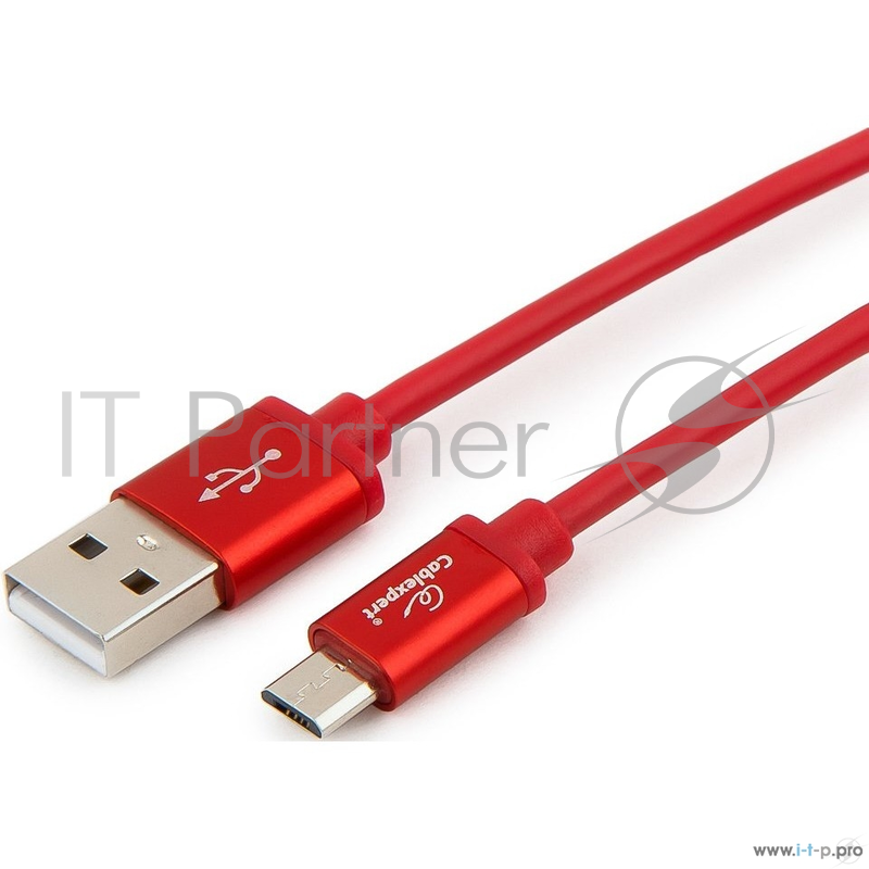 Кабель Cablexpert Кабель USB 2.0 CC-S-mUSB01R-3M, AM/microB, серия Silver, длина 3м, красный, блистер