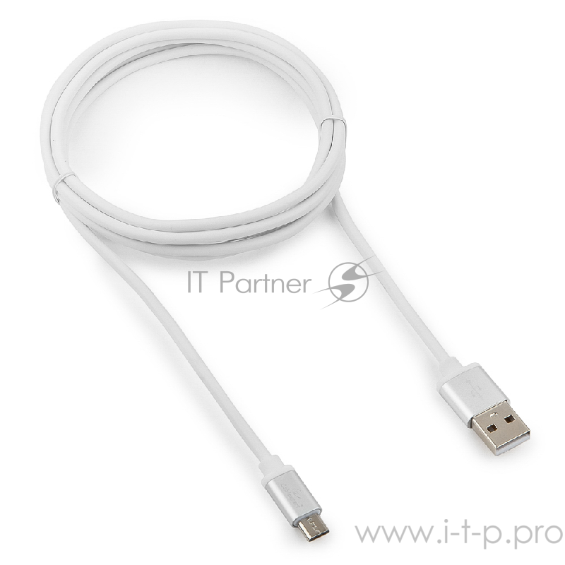 Кабель Cablexpert Кабель USB 2.0 CC-S-mUSB01W-1.8M, AM/microB, серия Silver, длина 1.8м, белый, блистер