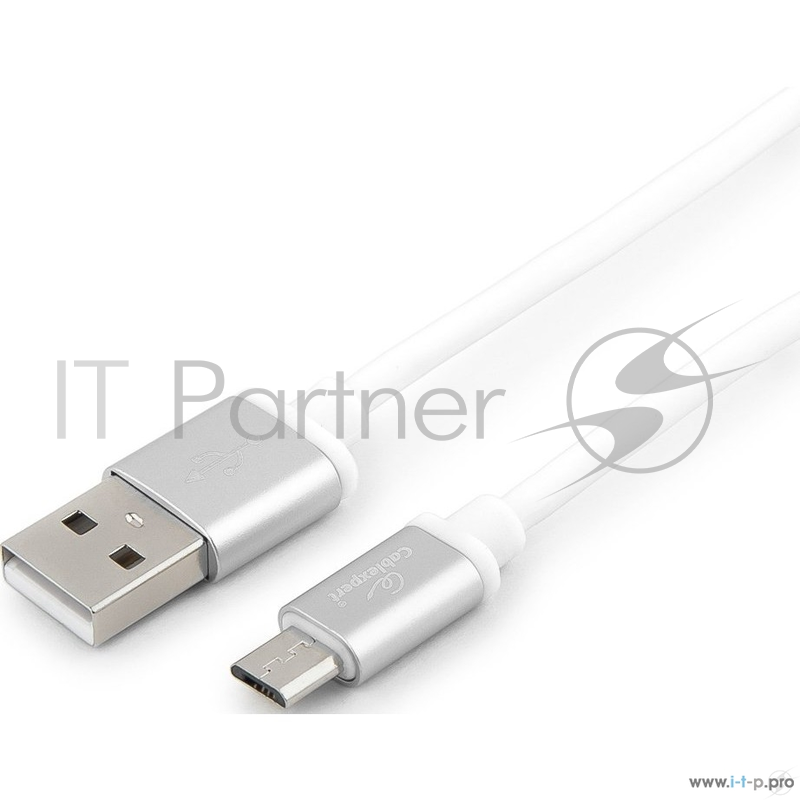 Кабель Cablexpert Кабель USB 2.0 CC-S-mUSB01W-1M, AM/microB, серия Silver, длина 1м, белый, блистер