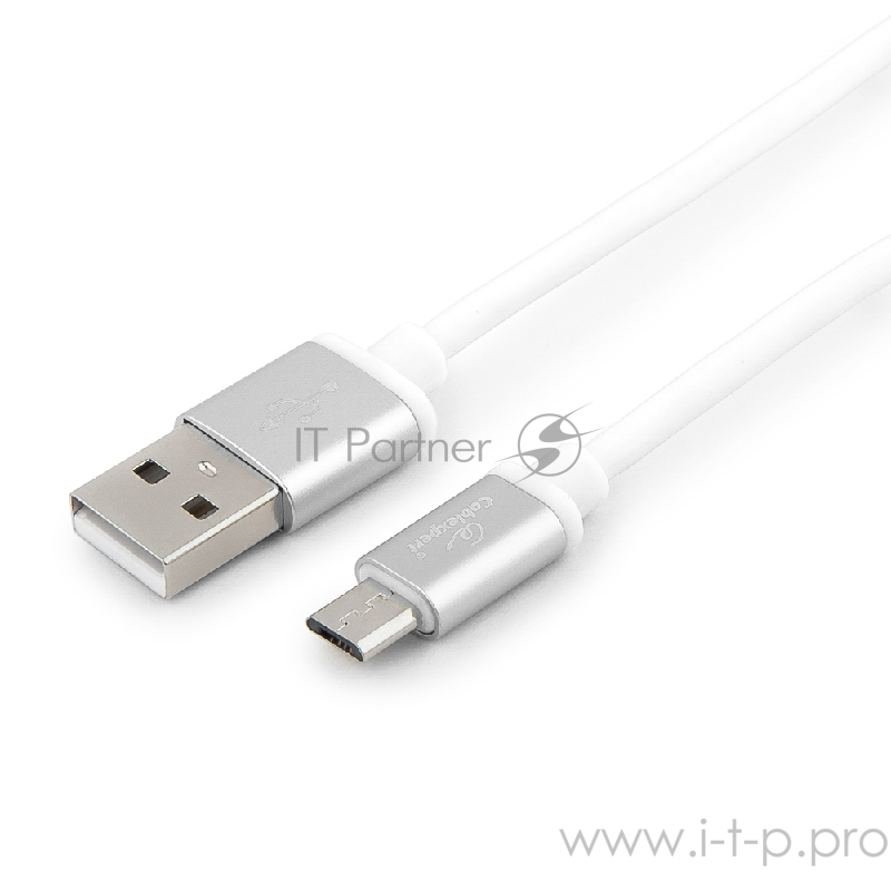 Кабель Cablexpert Кабель USB 2.0 CC-S-mUSB01W-1M, AM/microB, серия Silver, длина 1м, белый, блистер