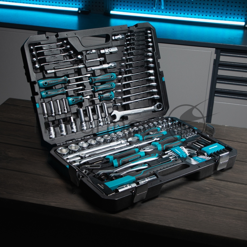 Набор инструментов 115 пред. , 120 зубьев, CrV, 1/4, 1/2// Gross