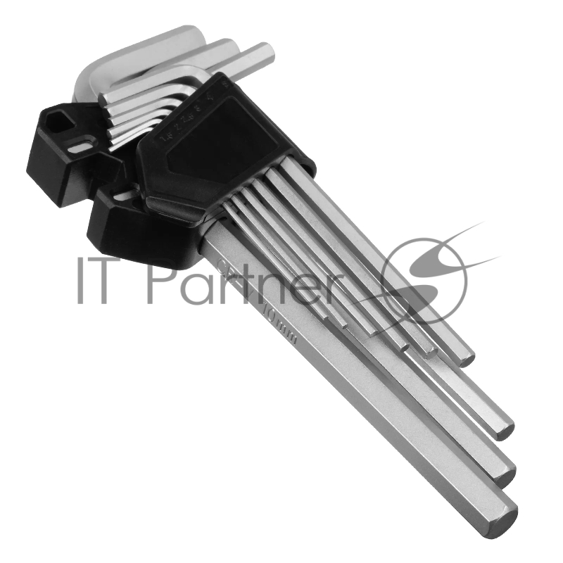 Набор ключей имбусовых, HEX, 1,5-10 мм, CrV, 9 шт., удлиненные// Denzel