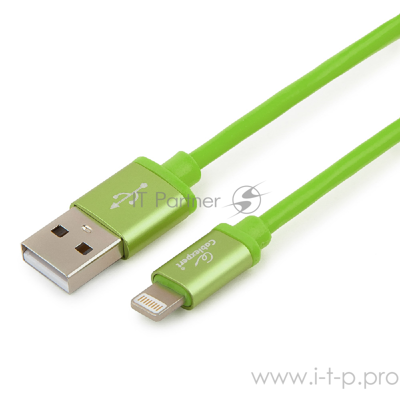 Кабель Cablexpert Кабель для Apple CC-S-APUSB01Gn-1M, AM/Lightning, серия Silver, длина 1м, зеленый, блистер