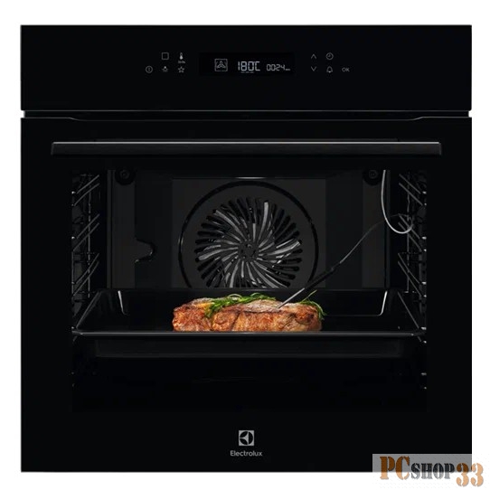 Встраиваемая электрическая духовка ELECTROLUX с конвекцией, объем 72 л, 11 режимов, 9 автопрограмм, очистка пиролитическая, 4 стекла в дверце, направляющие проволочные + телескопические (1 уровень), термощуп, сенсорное управление