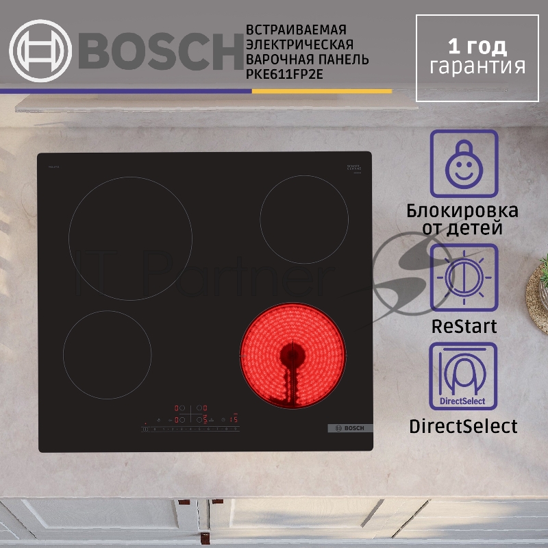 Электрическая варочная поверхность BOSCH PKE611FP2E