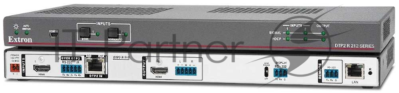 Приёмник и коммутатор DTP2 с деэмбедированием аудио для HDMI 4K/60 Extron DTP2 R 212