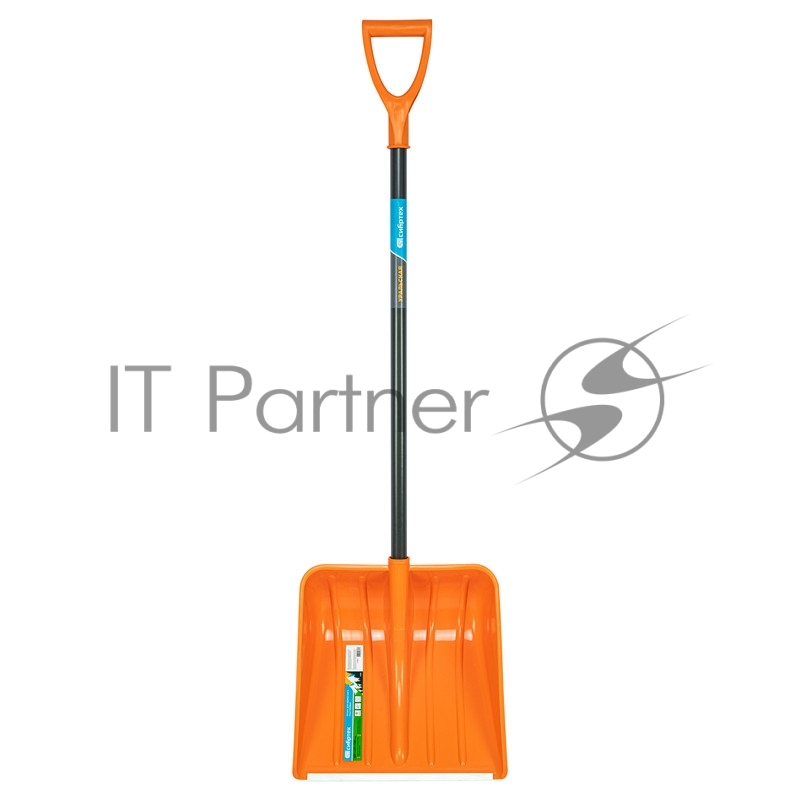 Лопата для уборки снега пластиковая, 400х405х1380 мм, стальной черенок, усиленная// Сибртех