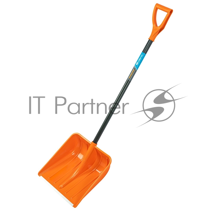 Лопата для уборки снега пластиковая, 400х405х1380 мм, стальной черенок, усиленная// Сибртех