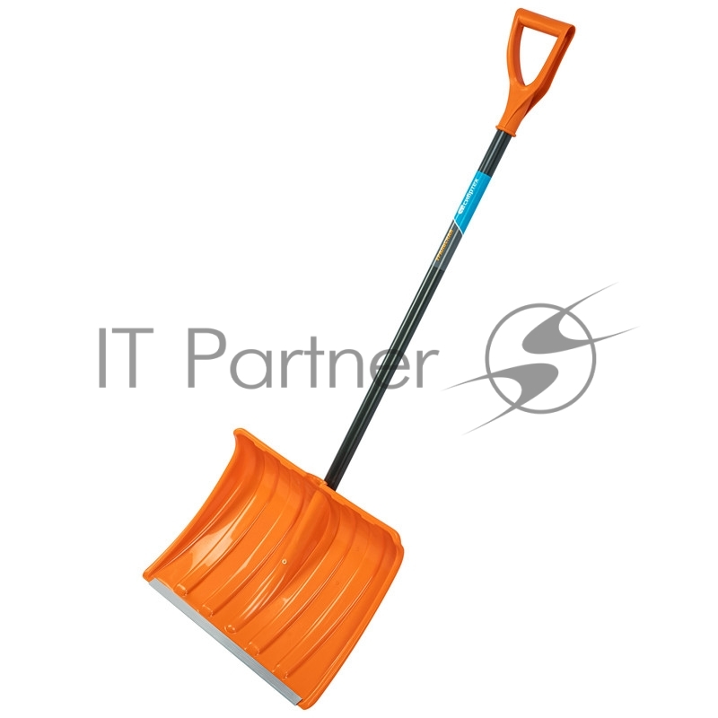 Лопата для уборки снега пластиковая, 490х370х1350 мм, стальной черенок, усиленная// Сибртех