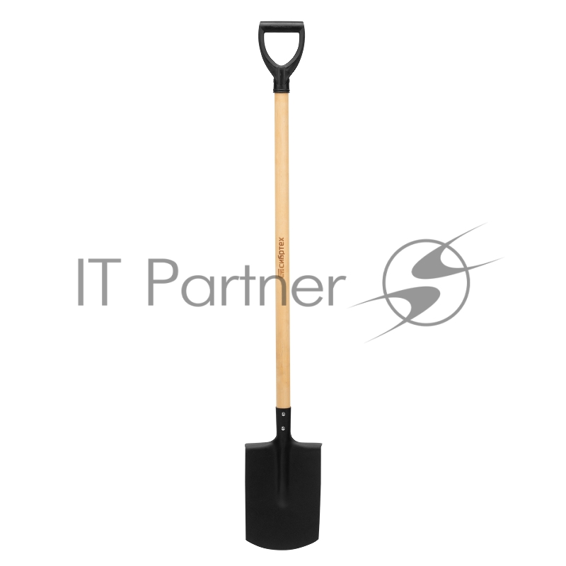 Лопата прямоугольная, 200х284х1340 мм, деревянный черенок с пропиткой, Россия// Сибртех