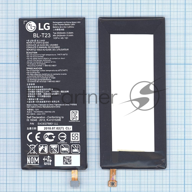 Аккумуляторная батарея BL-T23 для LG F690L, X Cam 4G 2500mAh / 9.63Wh 3,85V