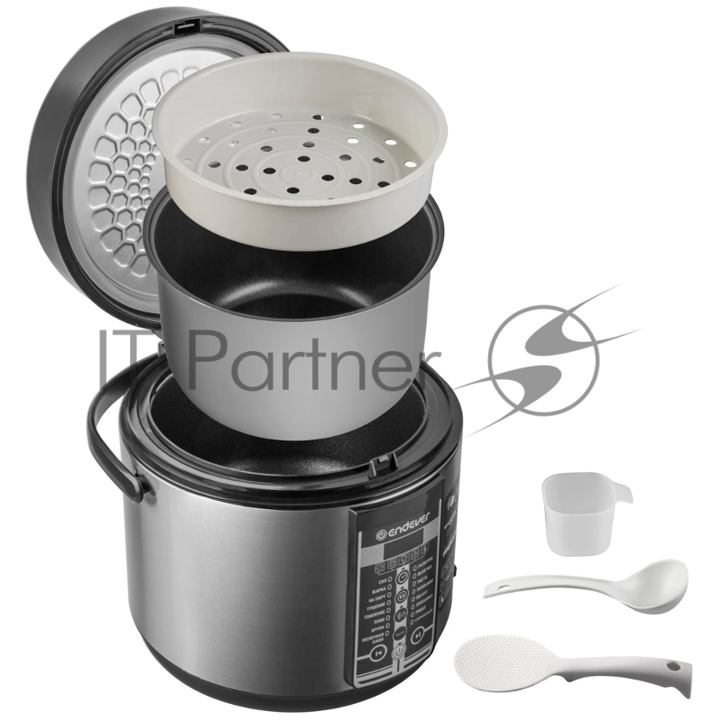 Мультиварка электрическая Endever Vita-97, черный/стальной, мощность 860 Вт, емкость 5л, 17 авторежимов работы,мульти повар, книга рецептов, 4 шт/уп.