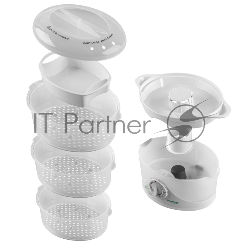 Пароварка электрическая Endever Vita-177, белый, мощность 1000 Вт, объем 9 л, таймер 60 минут, двойная защита, 4 шт./уп.