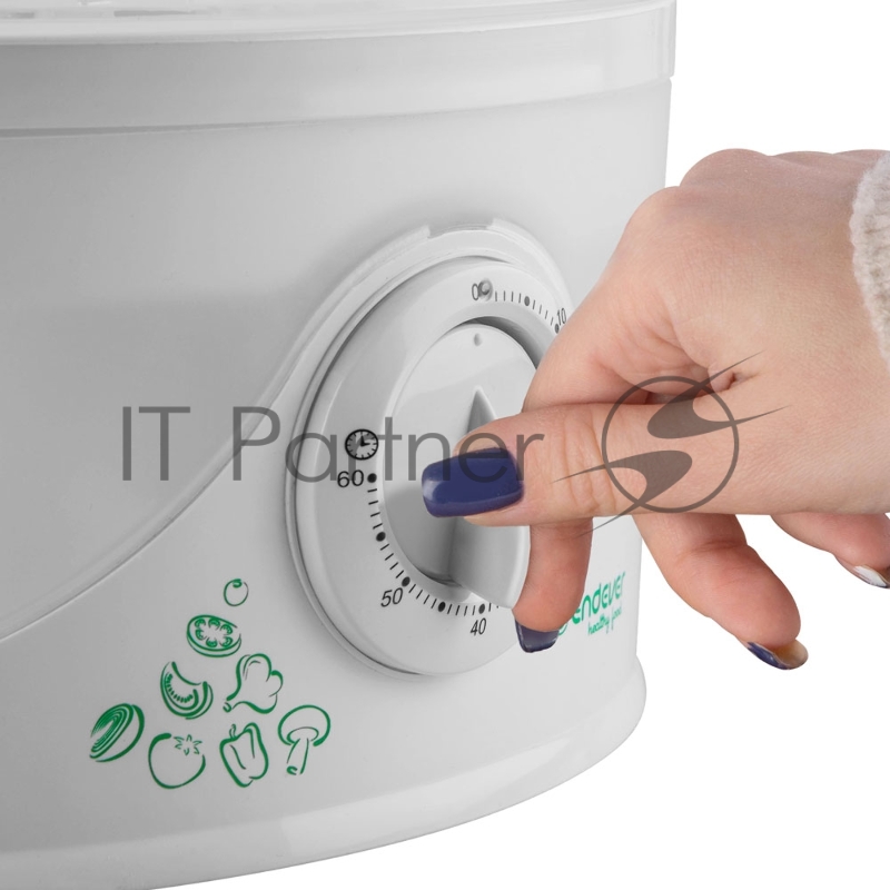 Пароварка электрическая Endever Vita-177, белый, мощность 1000 Вт, объем 9 л, таймер 60 минут, двойная защита, 4 шт./уп.