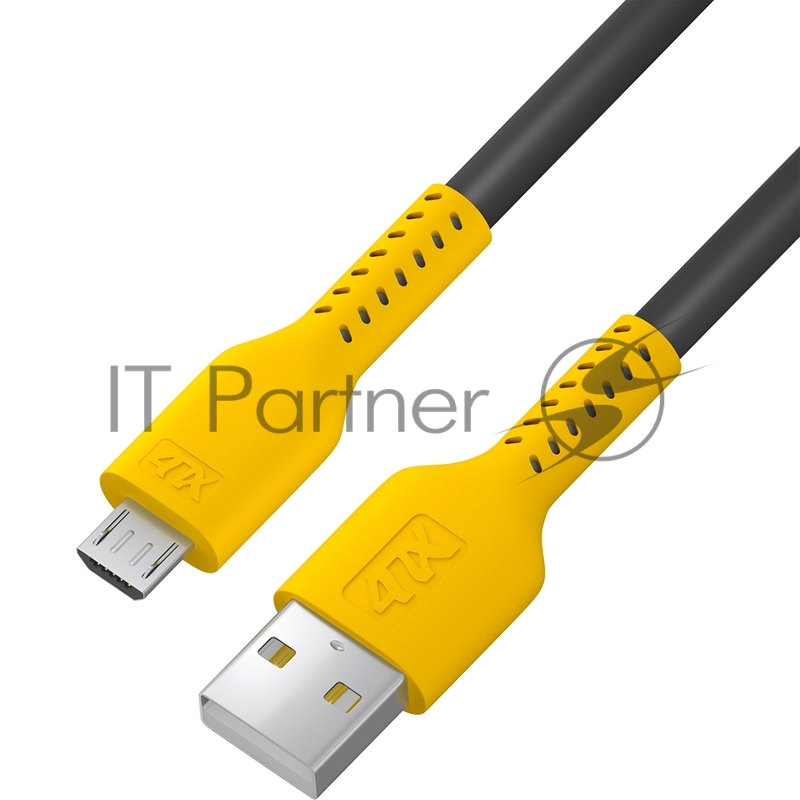 Кабель 0.5m MicroUSB, черный, желтый ПВХ