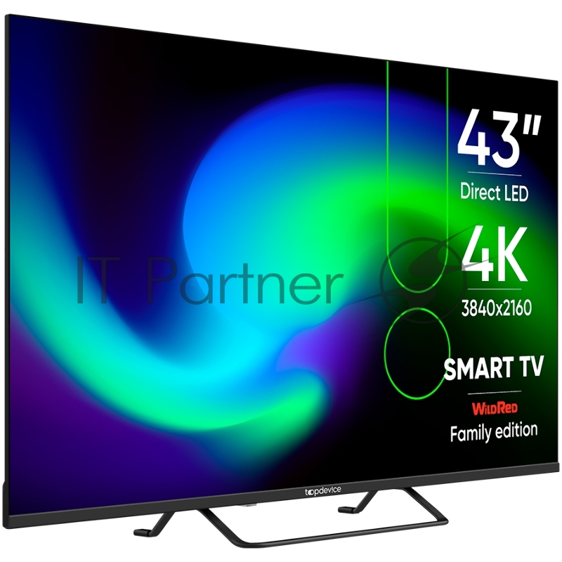 Телевизор Topdevice, 43 inch DLED TV, Digital Smart TV Factory Model No.:LE-43V3, BLACK COLOR, U BASESolution: 9632, DVB-T/C/T2/S2, WITH CI SLOT, CI+Panel: INNOLUX/CSOT230 brightness OS: Android 11.0 1.5G+8G with Wildred launcherTV specification:DVB