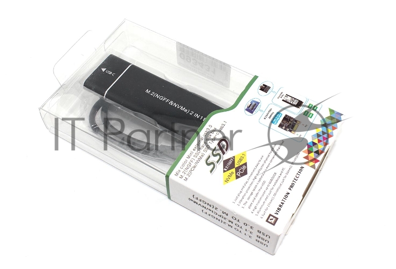 Бокс для SSD диска NGFF (M2) NVME/PCI-e с выходом USB 3.0 алюминиевый, черный