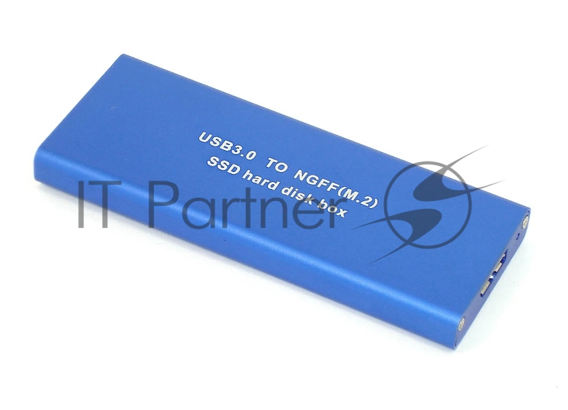 Бокс для SSD диска NGFF (M2) с выходом USB 3.0 алюминиевый, синий