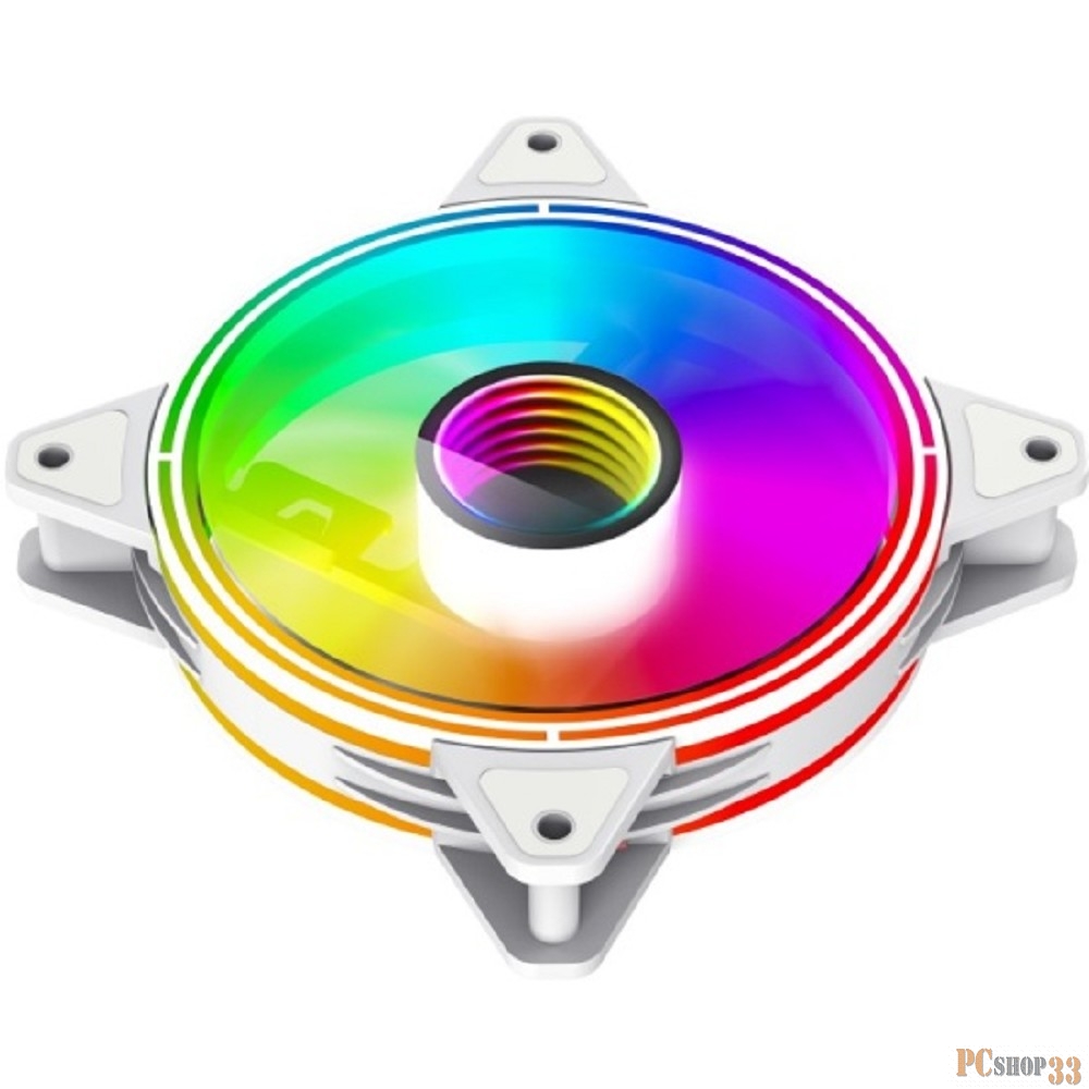 Кулер для корпуса ПК Gamemax FN-12Rainbow-Q-Infinity White, 12CM white ARGB Rainbow Infinity, Quad-ring, 3pin+4Pin connector