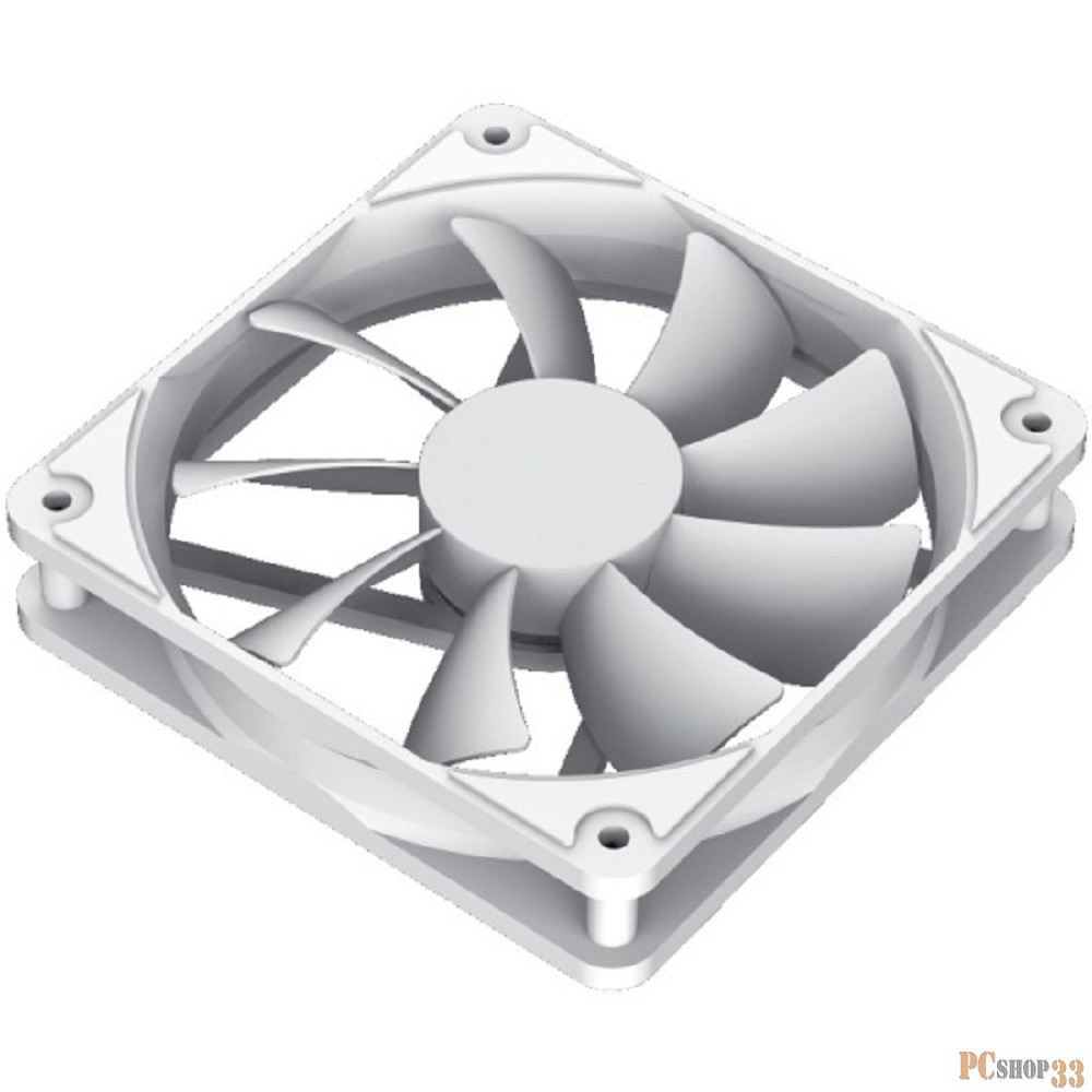 Кулер для корпуса ПК Gamemax GMX-WFBK-Full White, 12CM white fan, white blade, 3pin+4Pin connector