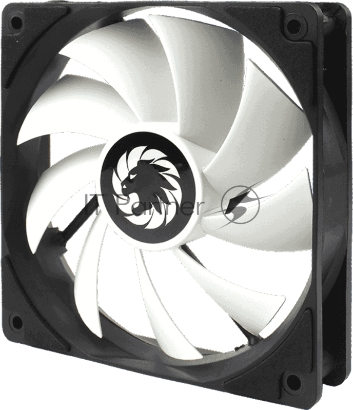 Кулер для корпуса ПК Gamemax GMX-WFBK-WT, 12CM black fan, white blade, 3pin+4Pin connector