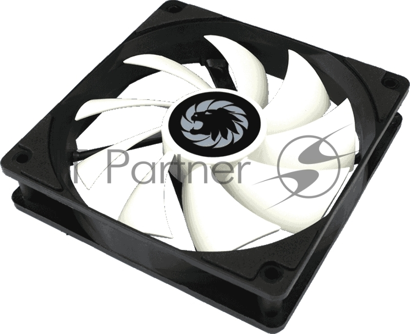 Кулер для корпуса ПК Gamemax GMX-WFBK-WT, 12CM black fan, white blade, 3pin+4Pin connector