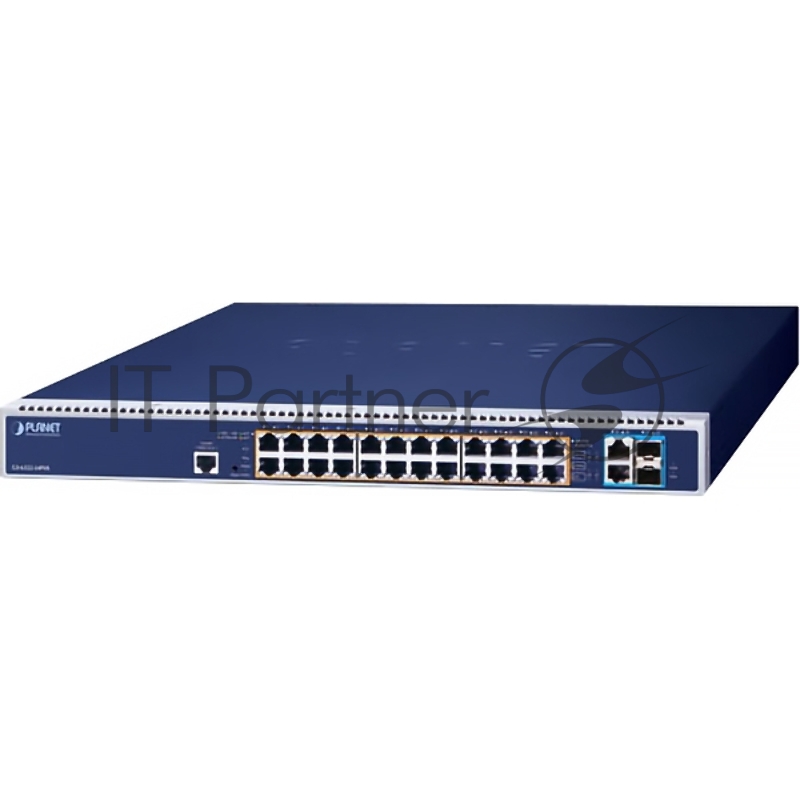 Коммутатор PLANET GS-6322-24P4X L3 24-Port 10/100/1000T 95W 802.3bt PoE + 2-Port 10GBASE-T + 2-Port 10G SFP+ Managed Switch with dual modular power supply slots (24-port 95W PoE++, max. 2,280-watt PoE budget, RPS(1+1)/EPS(2+0) mode, ERPS Ring, ONVIF,