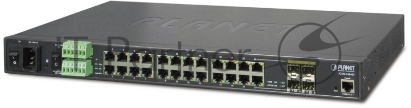 Индустриальный управляемый коммутатор IGSW-24040T IP30 19 Rack Mountable Industrial L2+/L4 Managed Ethernet Switch, 24*1000T with 4 shared 100/1000X SFP (-40 - 75 C, AC + 2 DC, DIDO, ERPS Ring, 1588)