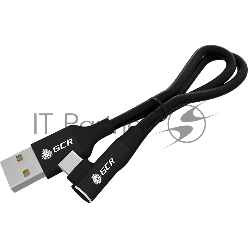 Кабель GCR PREMIUM 1.3m TypeC угловой, черный, AL case черный, 28/22 AWG