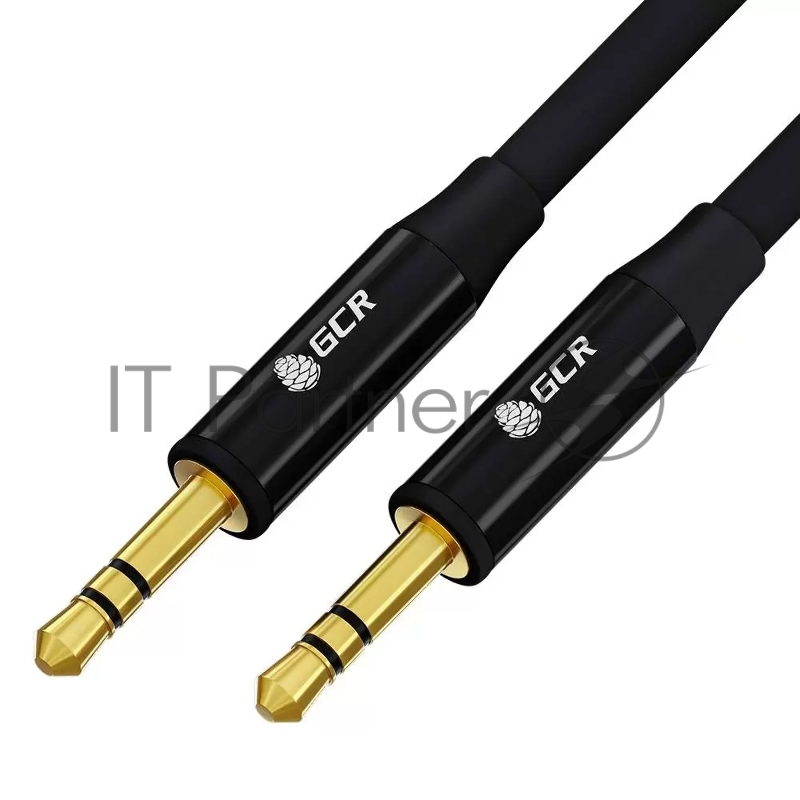 Кабель GCR 0.5m аудио jack 3.5mm/jack 3.5mm черный, GOLD, AL case черный, M/M, GCR-54759