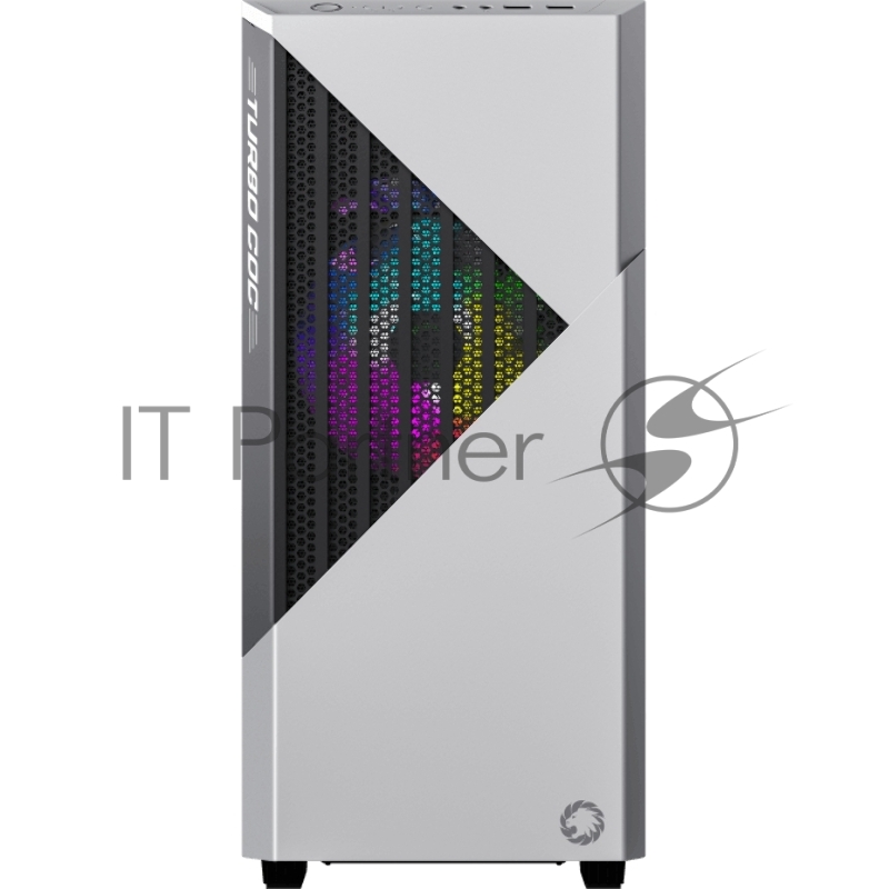 Компьютерный корпус, без блока питания ATX/ Gamemax Contac COC WB ATX case, black/white, w/o PSU, w/2xUSB3.0, w/1x14cm ARGB front fan(GMX-FN14-Rainbow-C9), w/1x12cm ARGB rear fan(GMX-FN12-