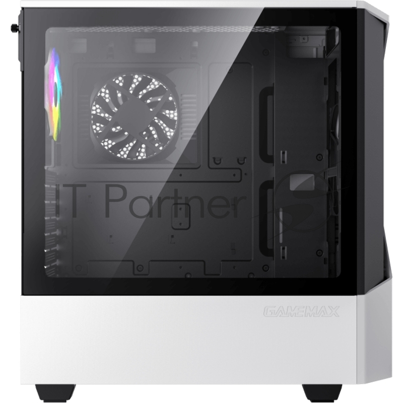 Компьютерный корпус, без блока питания ATX/ Gamemax Contac COC WB ATX case, black/white, w/o PSU, w/2xUSB3.0, w/1x14cm ARGB front fan(GMX-FN14-Rainbow-C9), w/1x12cm ARGB rear fan(GMX-FN12-