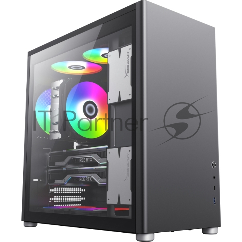 Компьютерный корпус, без блока питания ATX/ Gamemax Spark Pro Black ATX case, black, w/o PSU, w/1xUSB3.0+1xType-C, 1xCombo Audio