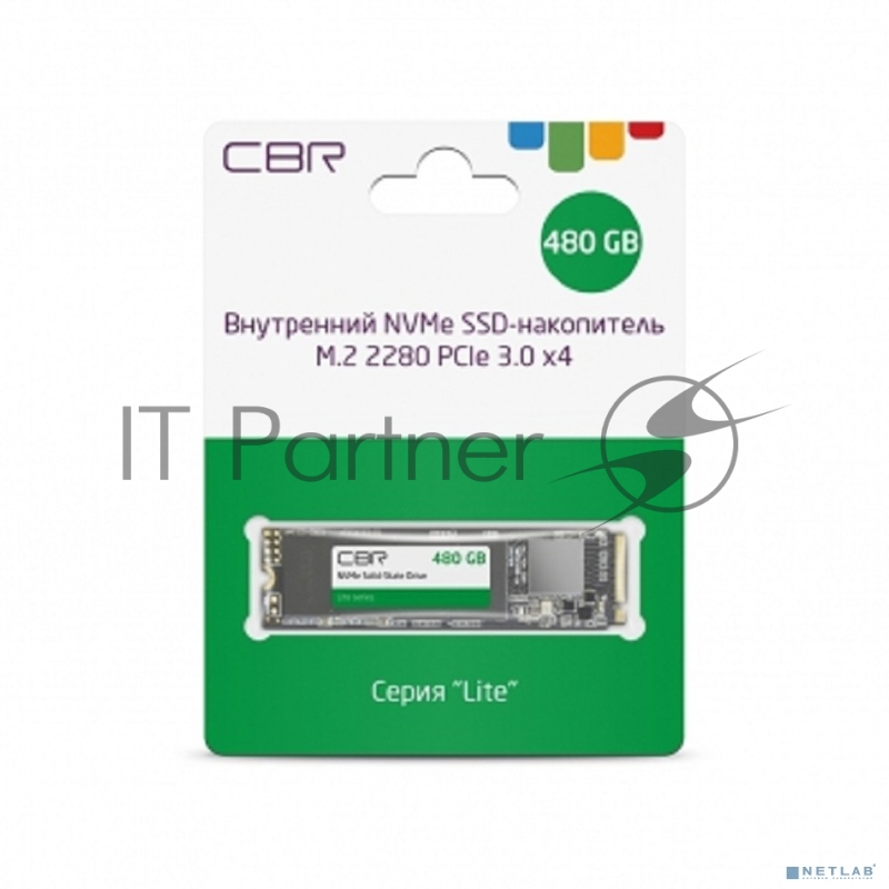 Твердотельный накопитель CBR SSD-480GB-M.2-LT22, Внутренний SSD-накопитель, серия Lite, 480 GB, M.2 2280, PCIe 3.0 x4, NVMe 1.3, SM2263XT, 3D TLC NAND, R/W speed up to 2100/1600 MB/s, TBW (TB) 240