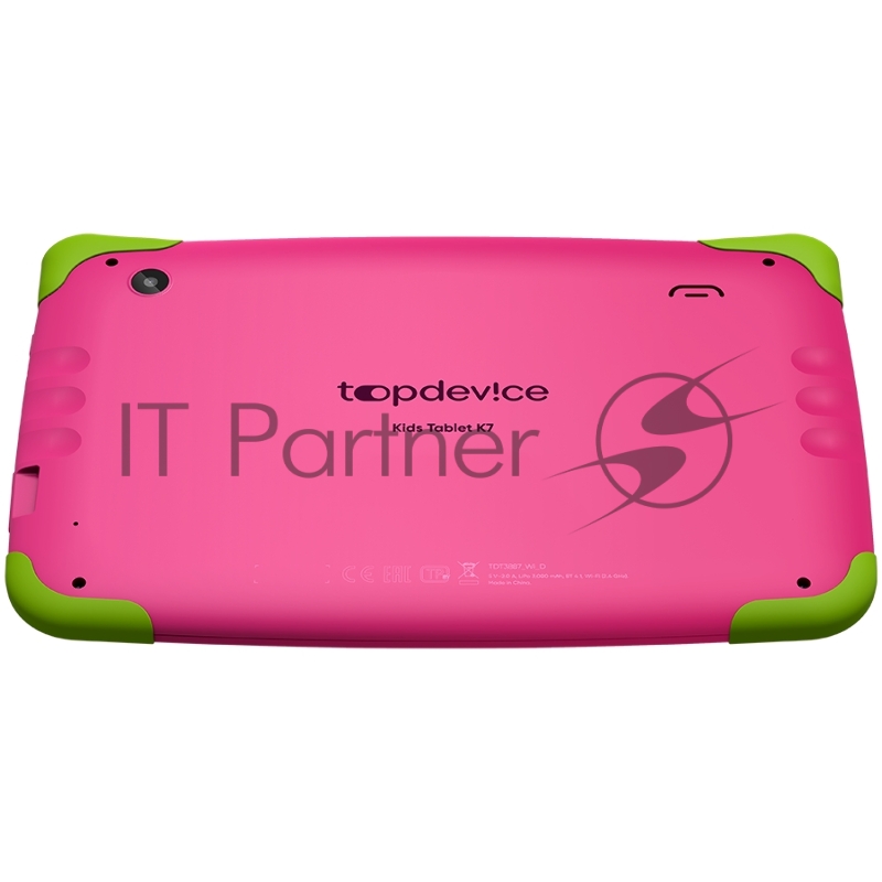 Планшет Topdevice Kids Tablet K7, 7.0 (1024x600) IPS display, Android 11 (Go edition) + HMS apps, up to 1.8GHz 4-core RK3566, 2/16GB, BT 4.1, WiFi, USB-C, microSD card slot, 0.3MP front cam + 2.0MP rear cam, 3000mAh bat, Pink