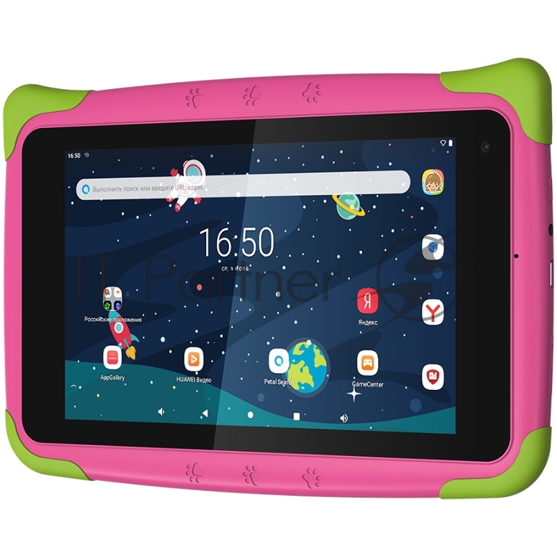 Планшет Topdevice Kids Tablet K7, 7.0 (1024x600) IPS display, Android 11 (Go edition) + HMS apps, up to 1.8GHz 4-core RK3566, 2/16GB, BT 4.1, WiFi, USB-C, microSD card slot, 0.3MP front cam + 2.0MP rear cam, 3000mAh bat, Pink