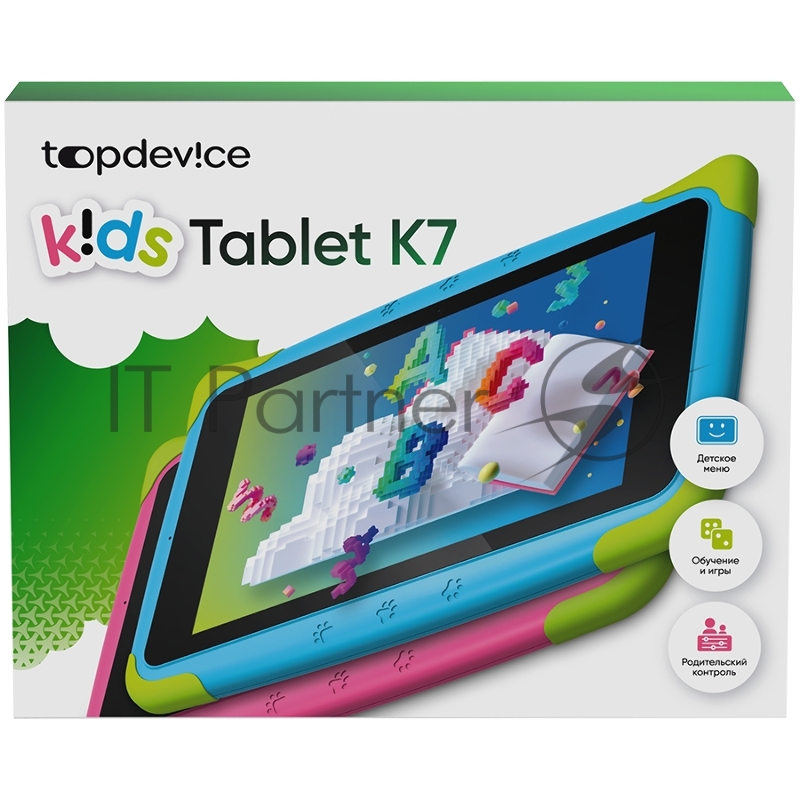 Планшет Topdevice Kids Tablet K7, 7.0 (1024x600) IPS display, Android 11 (Go edition) + HMS apps, up to 1.8GHz 4-core RK3566, 2/16GB, BT 4.1, WiFi, USB-C, microSD card slot, 0.3MP front cam + 2.0MP rear cam, 3000mAh bat, Pink