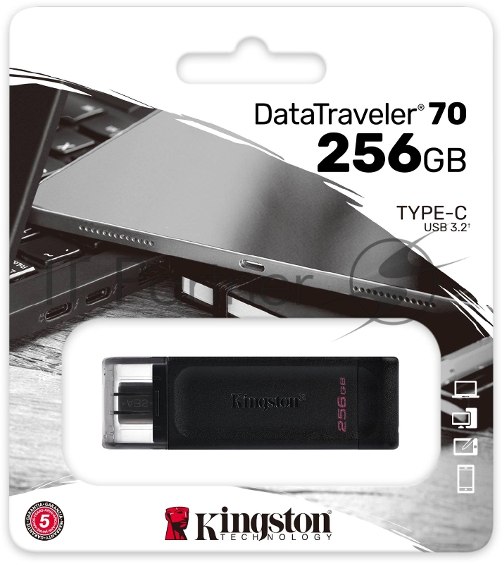 Флеш Диск Kingston 256Gb DataTraveler 70 DT70/256GB USB3.2 черный