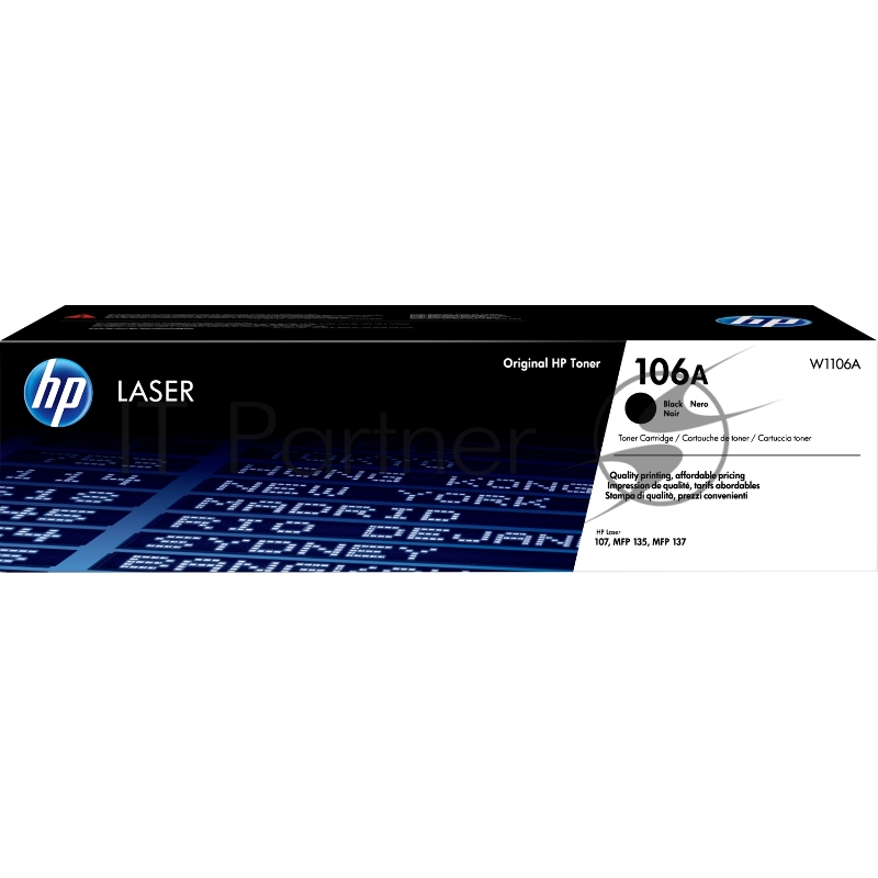 Тонер-картридж HP W1106A (HP 106A) чёрный для HP Laser 107/135/137 1000 страниц.