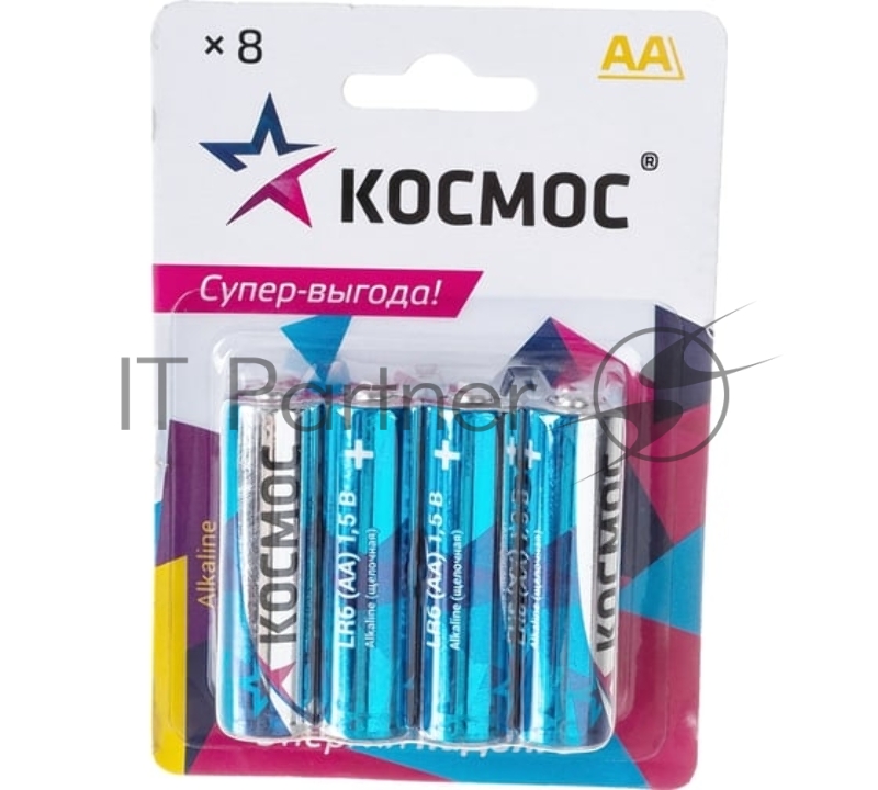 Элемент питания алкалиновый AA/LR06 BP-8 (блист.8шт) КОСМОС KOCLR6BL8