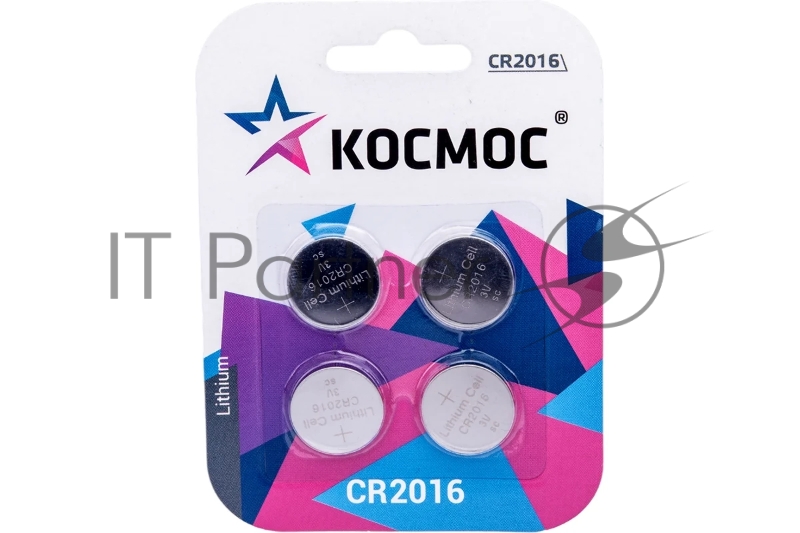 Элемент питания литиевый CR2016 4хBL (блист.4шт) КОСМОС KOC2016BL4