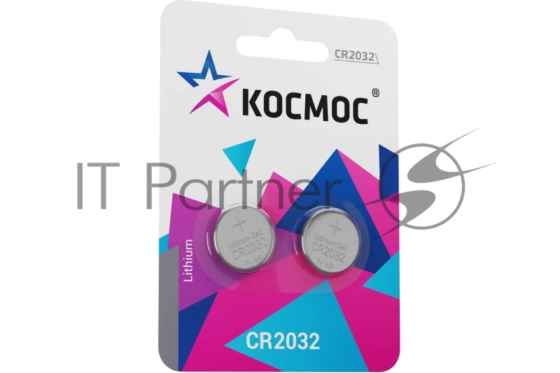 Элемент питания литиевый CR2032 2хBL (блист.2шт) КОСМОС KOC20322BL