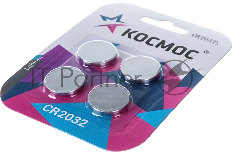 Элемент питания литиевый CR2032 4хBL (блист.4шт) КОСМОС KOC2032BL4