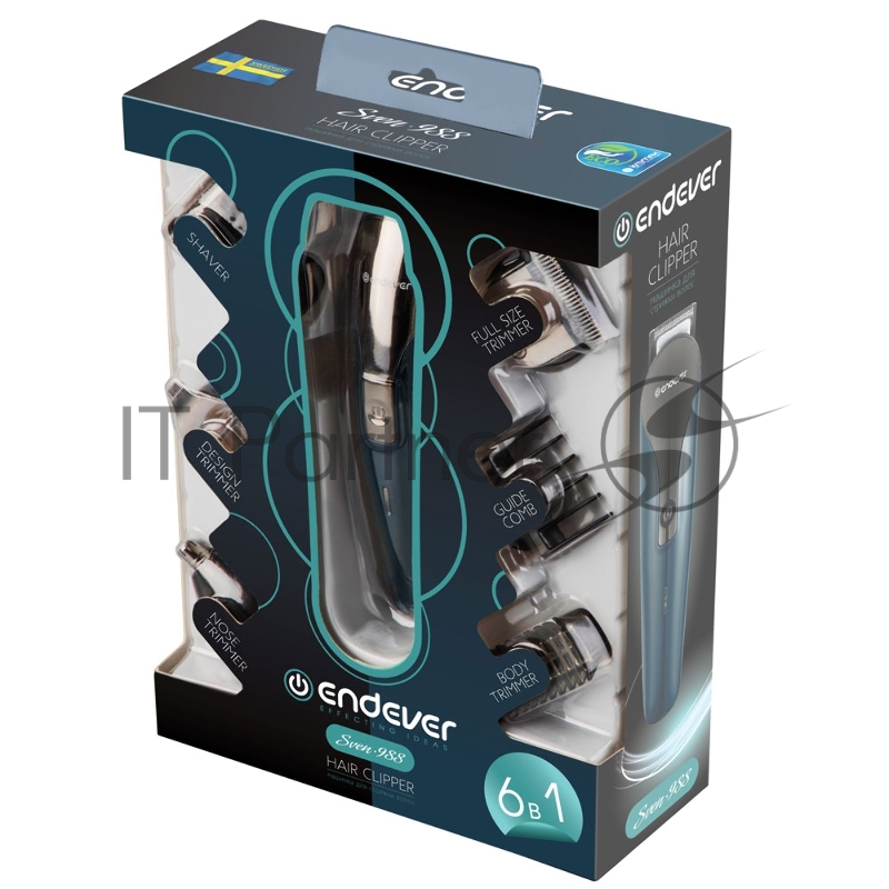 Машинка для стрижки волос Endever Sven-988, Аккумуляторная, 6 насадок для стрижки в комплекте