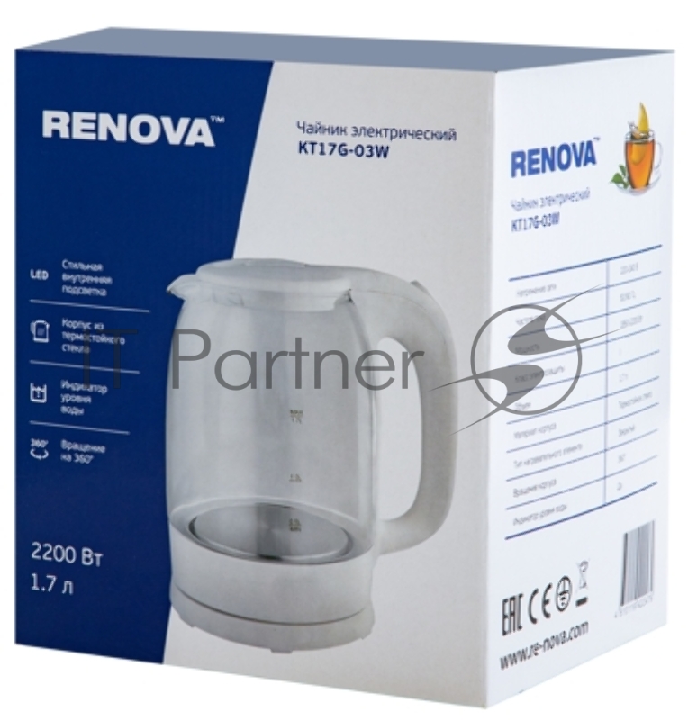 Чайник RENOVA KT17G-03W